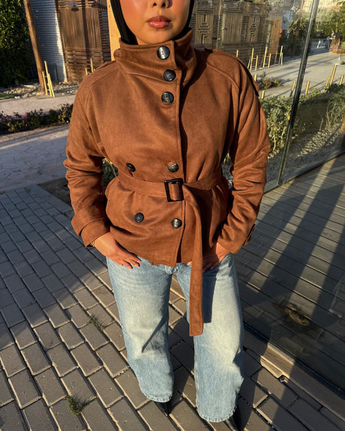 Cognac brown Seude trench