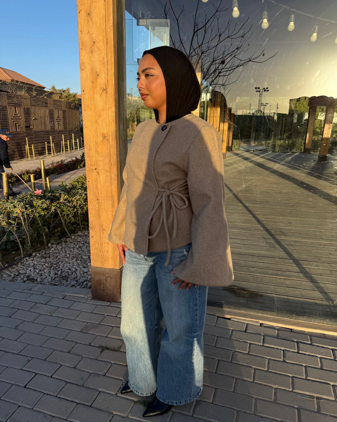 Soft Sand Side Knot Wool Jacket