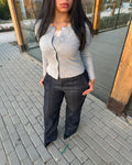 Pearl Grey Lace trimmed combination jacket and top